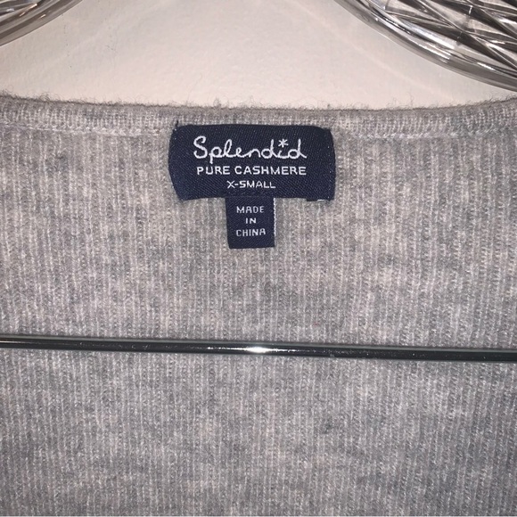 Splendid 100% Cashmere Grey V-neck Sweater XS - Picture 3 of 7